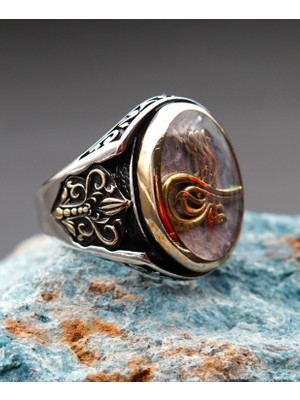 925 Ayar Gümüş Erkek Tuğralı Yüzük SY00087