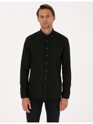 Pierre Cardin Erkek Haki Regular Fit Uzun Kollu Gömlek 50316736-VR027