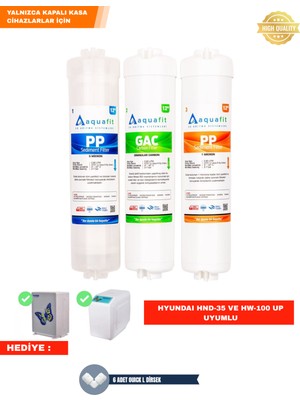 Hyundai Su Arıtma Cihazı Hnd-35 ve HW-100 Up Uyumlu 3lü Filtre Seti