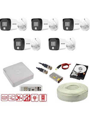 Hikvision 5 Kamerali Gece Renkli 8 Kanal 500GB HDD