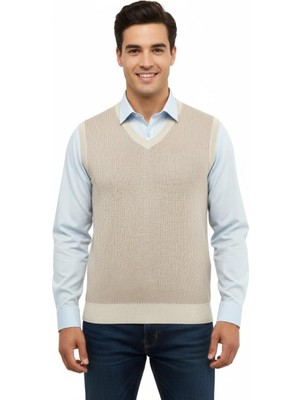 Erkek V Yaka Süveter Çelik Örgü Regular Kalıp 5206H BGL-ST04841