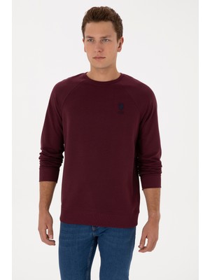 U.S. Polo Assn. Erkek Regular Fit Bisiklet Yaka Bordo Basic Sweatshirt 50308103-VR177