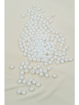 Neonova Yuvarlak Boncuk Içten Boncuklu Bileklik Çanta Boncuğu 8 mm 50 gr Beyaz - BNC470