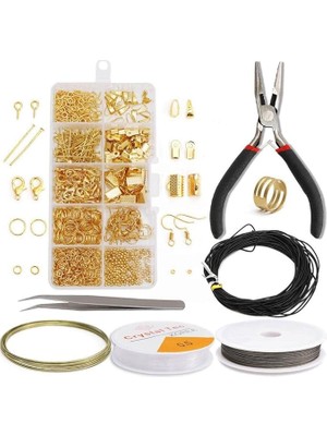Takı Yapımı Kiti Takı Bgarı Başlangıç Seti Takı Boncuk Yapımı ve Onarım Araçları Pense Gümüş Boncuk Tel Başlangıç Aracı, Altın