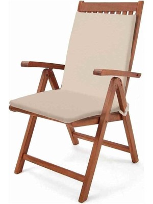 Bahçe Balkon Salon Krem Sandalye Minderi (Arkalıklı) 6'lı