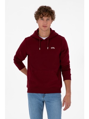 U.S. Polo Assn. Erkek Regular Fit Kapüşonlu Şardonlu Bordo Basic Sweatshirt 50315582-VR014