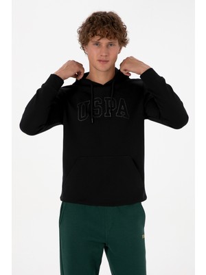 U.S. Polo Assn. Erkek Regular Fit Kapüşonlu Siyah Basic Sweatshirt 50315663-VR046