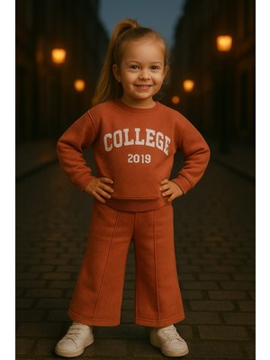 Tiny Style Kids Yeni Sezon Kız Çocuk Ispanyol Paça Alt - Üst Eşofman Takım