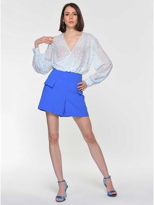 ROMAN Cep Detaylı Yüksek Bel Şort Mavi Y1912603_036