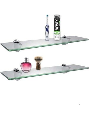 Cam Raf Ikili Set Banyo Duvar Ahşap Montajlı Etejer Rafı Rodajlı Cam Rafı Montaj Aparatlı Etajer