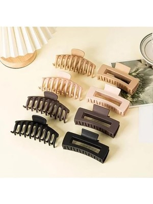 Kadın Ikili Model Kahverengi 8'lı Mandal Toka Set, Kadın Çocuk Mandal Toka, Toka Organizer, Toka, Kız Çocuk Toka, Kadife Toka