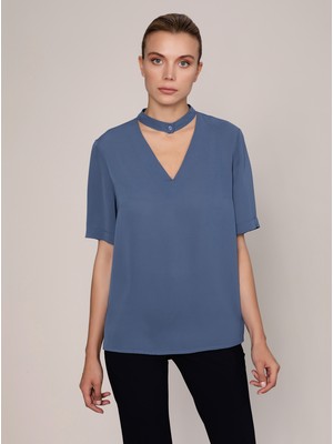 ROMAN Boyun Detaylı   Bluz Petrol K1913072_010