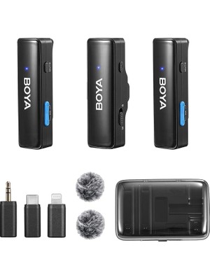 Boyalınk Iphone/android/kamera Vlogging Için Kablosuz Yaka Mikrofonu, Hepsi Bir Arada Yaka Çift Mikrofon Sistemi ve Aydınlatma ve Usb-C Girişleri ve Akıllı Telefonlar/dslr Için Pil Kutusu Youtube
