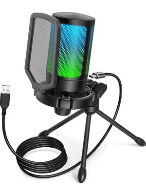 Pc Oyun Mikrofonu, USB Mikrofon, Yayın Podcast Stüdyosu Için, Mikrofon Standı ve Sessize Alma Tuşlu, Ps4 Ps5 Mac Için