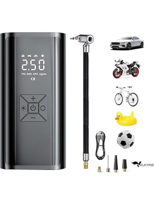 100W 6000MAH Şarjlı Araba Lastik Hava Pompası LED Işıklı Çok Amaçlı Bisiklet Yatak Top Pompası