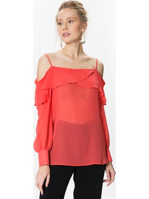 ROMAN Askılı Nar Çiçeği Bluz Coral Y1713124_122