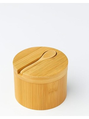 Kapaklı Kaşıklı Ahşap Baharatlık Doğal Ahşap Baharat Kabı Kaşık ve Kapaklı Tasarım Mutfak Tezgahı Için Şık Pratik Tuz Şeker Saklama Kutusu Baharat Organizer