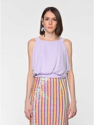 ROMAN Bel Lastikli Bluz Lila Y1913073_017