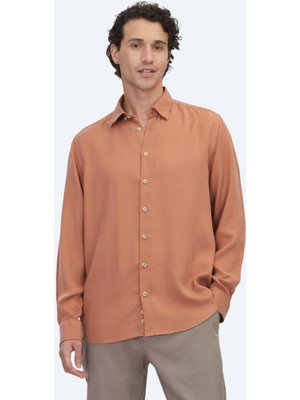 Kip Kiremit Regular Fit Dokuma Casual Gömlek