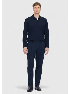 Ramsey Lacivert Düz Dokuma Regular Fit Casual Pamuk Karışımlı Pantolon