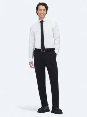 Kip Siyah Dokuma Jogging Fit Casual Pamuk Karışımlı Pantolon