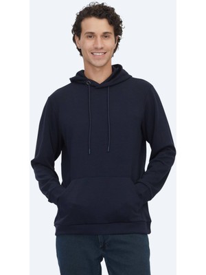 Kip Lacivert Kapüşonlu Sweatshırt