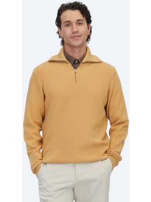 Kip Safran Bato Yaka Jakarlı Triko Kazak