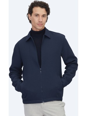 Kip Lacivert Regular Fit Dokuma Overshırt