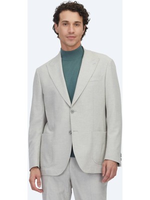 Kip Gri Desenli Comfort Fit Örme Takım Elbise