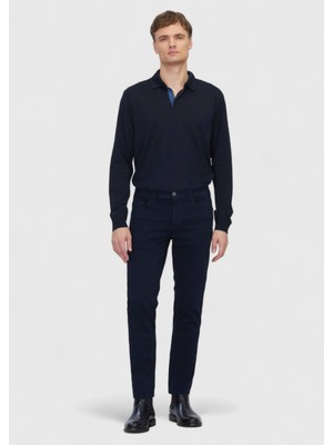 Ramsey Lacivert Düz Dokuma Slim Fit Casual Pamuk Karışımlı Pantolon