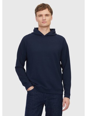 Ramsey Lacivert Kapüşonlu Düz Sweatshırt
