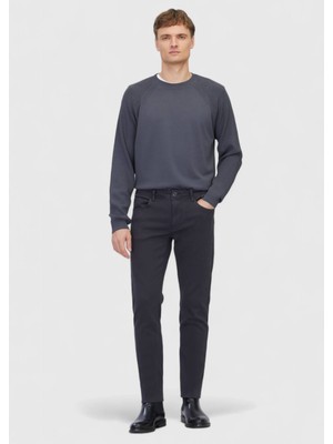 Ramsey Antrasit Düz Örme Slim Fit Casual Pamuk Karışımlı Pantolon