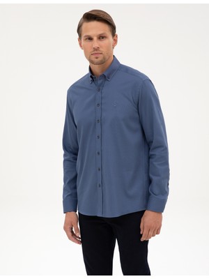 Pierre Cardin Erkek Indigo Regular Fit Uzun Kollu Gömlek 50316736-VR028