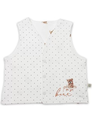 Hazego Bistyle I Am So Bear Çift Taraflı Bebe Yelek 18103 Bej Ekru