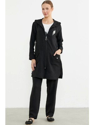 Hazego Sementa 76473 Büyük Beden Keten Görünümlü Üçlü Takım