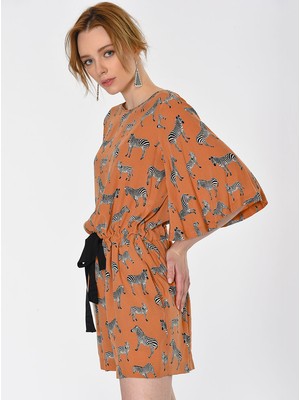 ROMAN Belden Bağcıklı Zebra Desenli Tulum Standart Renk Y1912410_089