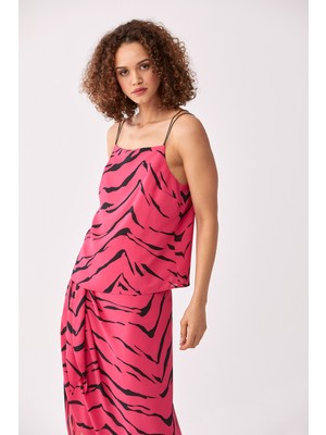 ROMAN İnce Askılı Desenli Bluz Fuşya Y2013065_003