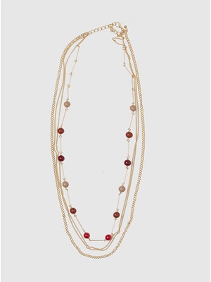 ROMAN Renkli Taşlı  Kadın Kolye Standart Renk K1986146_089