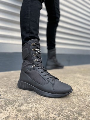 Ebrus Trend JET-799 Verton Bağcıklı Ortopedik Taban Günlük Cilt Erkek Askeri Postal Bot CST Siyah