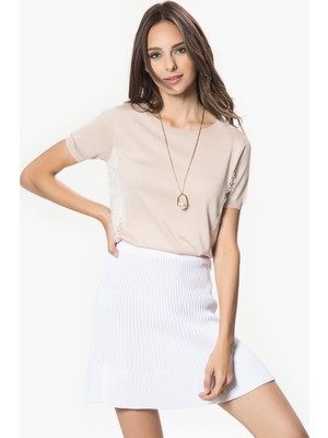 ROMAN Pilili Mini Etek Beyaz Y1672011_002