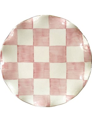 Arter Home Damalı Pembe 6'lı Pasta Tabağı