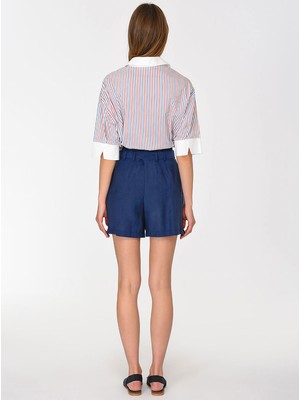 ROMAN Toka Detaylı Cepli Piliseli Şort Lacivert Y1912611_015