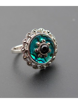 Siyah İnci Oltutaşı 925 Ayar Gümüş Kadın Yüzük SY00098