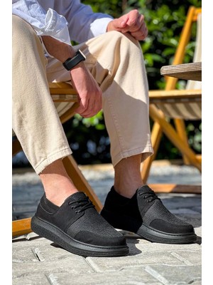 Etiler Collection KB-042  Kuback Bağcıklı  Siyah Deri Tozu Siyah Taban Günlük Erkek Ayakkabı