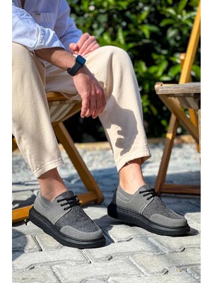 Etiler Collection KB-042  Kuback Bağcıklı Gri Siyah Taban Günlük Erkek Ayakkabı