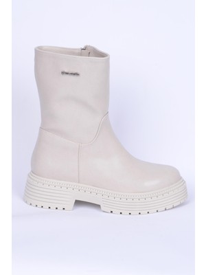 Pierre Cardin 52419 Krem Kadın Parlak Rugan Bot