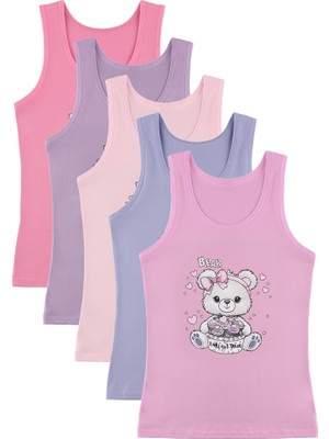 Donella Kız Çocuk Atlet 5'li Set Nefes Alabilir %95 Pamuk Esnek Kumaş ile Rahat Kullanım