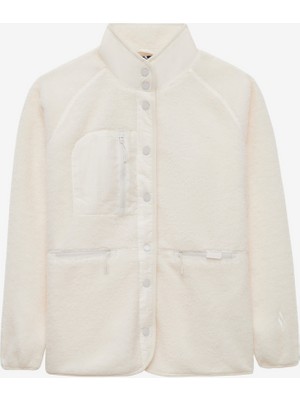 Skechers W Woven Detailed Pull Over Sherpa Kadın Beyaz Mont S2520218-3855