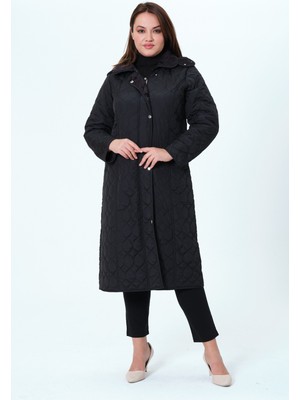 Glr & Gym Mihrinaz Kadın Büyük Beden Içi Tüylü Kapitone Mont