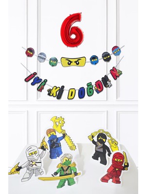 Pekshop Ninja Konsept Doğum Günü Yaş Balonlu Ninja Tema Süsleme Seti